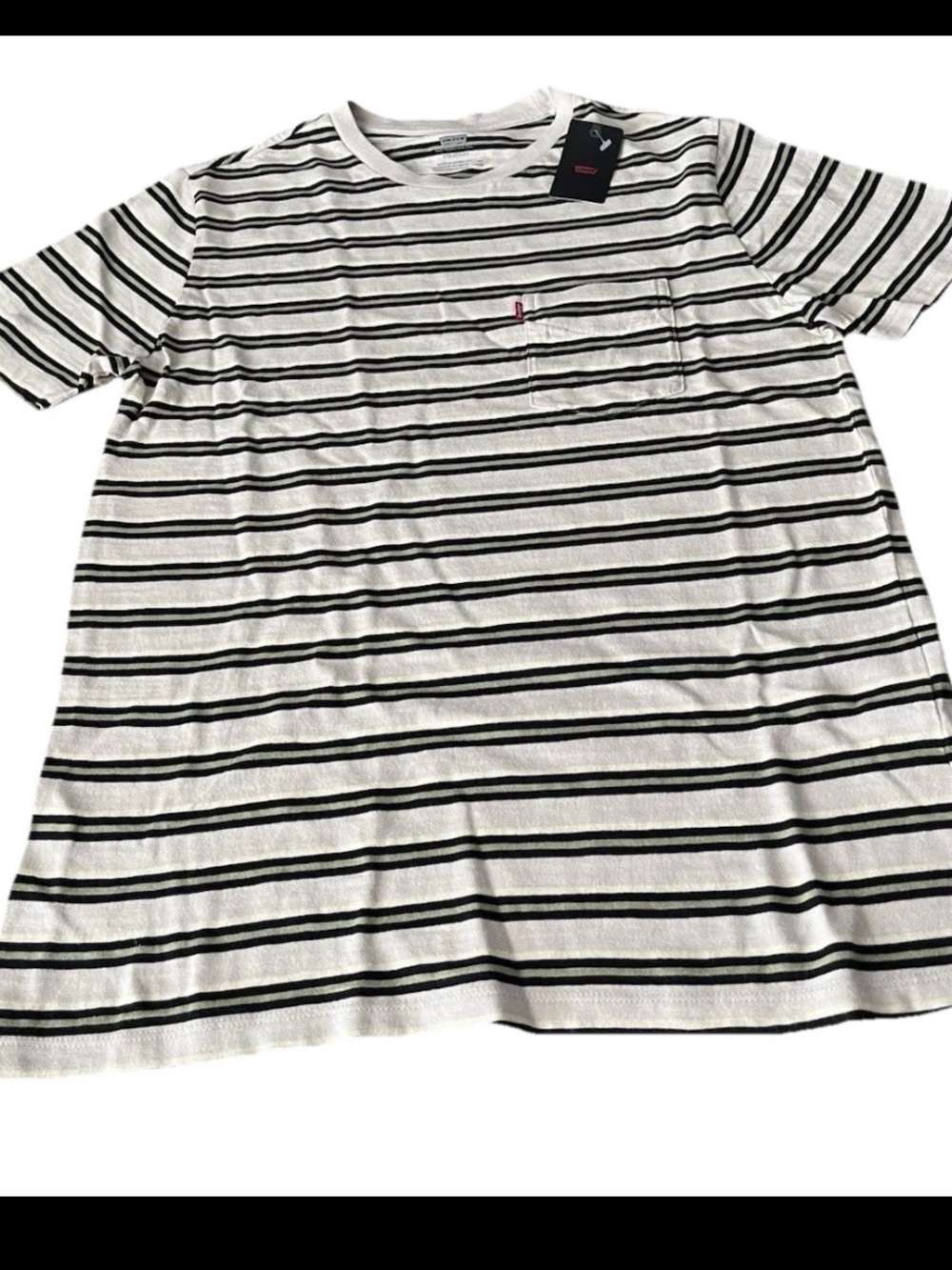 Levi's Men's Standard Crewneck T-shirt Size S Color Striped Black Green NEW